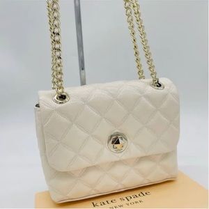 KATE SPADE Original Natalia Quilted Small Flap Shoulder/Crossbody - Parchment